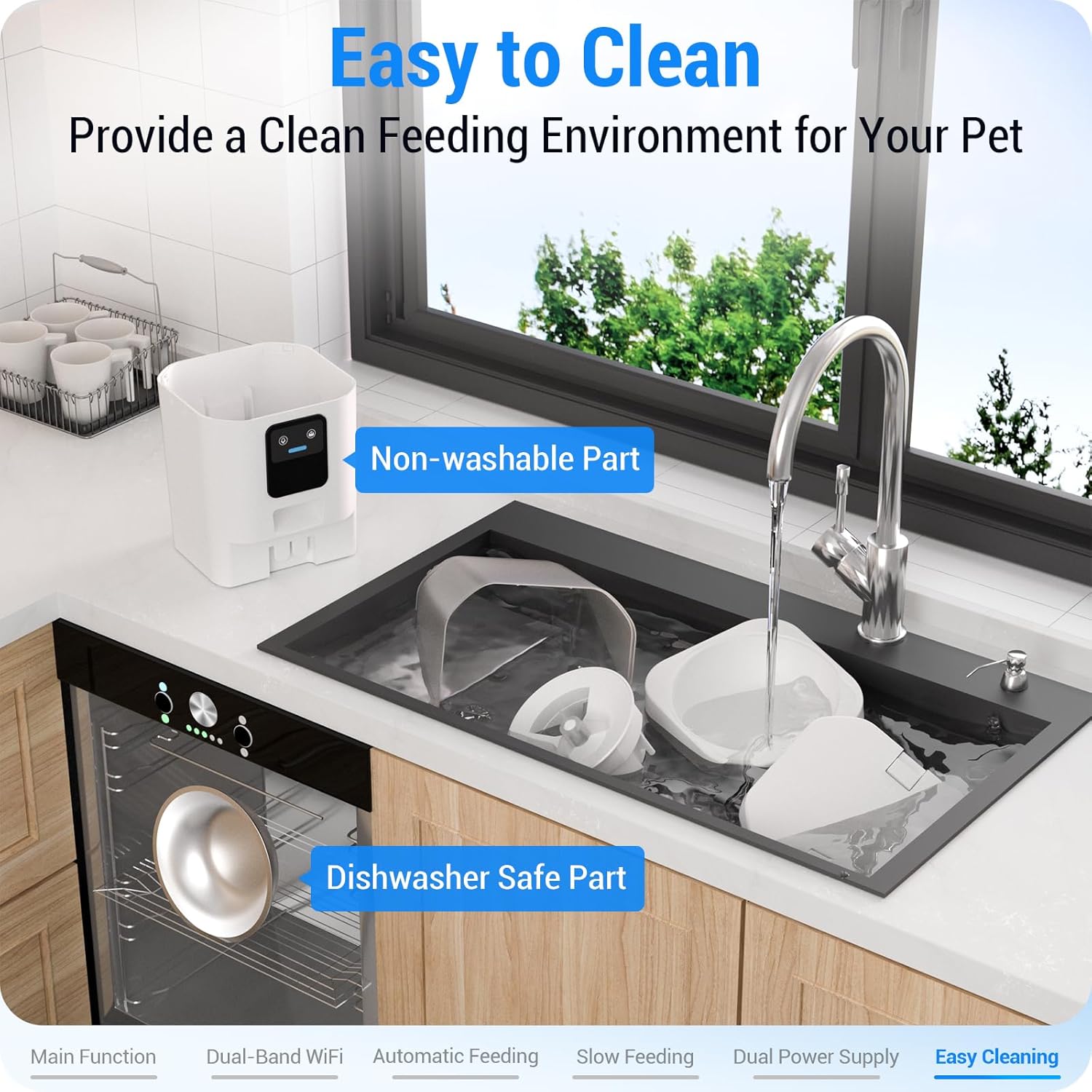 Hranitor automat Frienhund pentru pisici, WiFi 5G cu aplicatie compatibila cu Alexa, 7 litri cu alimentare lenta,constructie detasabila pentru curatare usoara