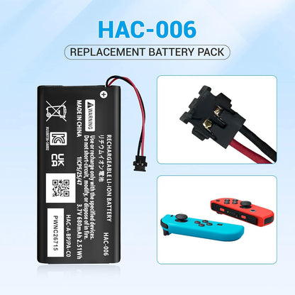 Set 2 acumulatori 680 mAh pentru Nintendo Switch Joy-Con L/R, compatibile HAC-015 / HAC-016, Li-Polymer, include 2 acumulatori + surubelnita