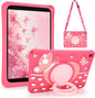 Husa iPad VOFOLEN pentru copii 10.2 inch, compatibila iPad 9 / 8 / 7 (2021/2020/2019), silicon moale rezistent la socuri, maner rotativ 360°, curea de umar, suport integrat, design fluture, roz