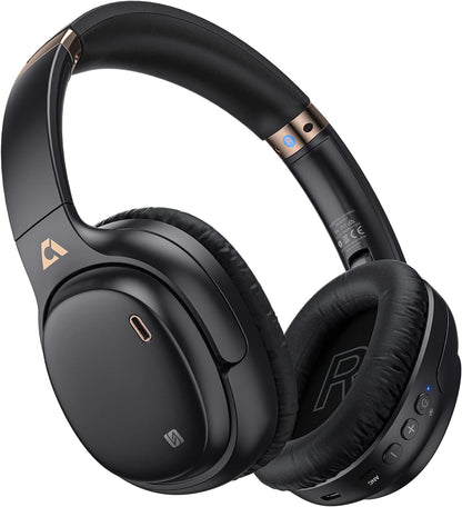 Casti Wireless, Ankbit, Bluetooth, on ear, 5 microfoane, autonomie 80 de ore, tehnologie anulare zgomot