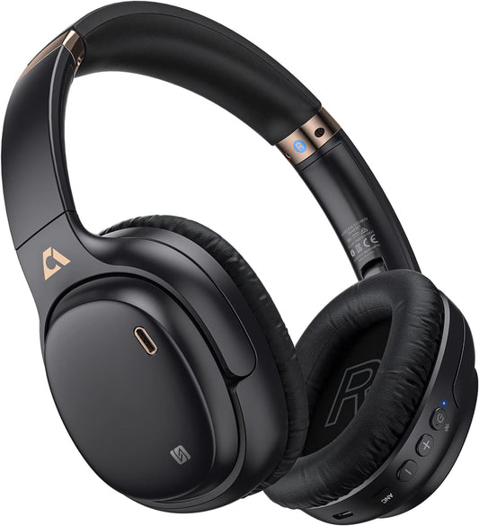 Casti Wireless, Ankbit, Bluetooth, on ear, 5 microfoane, autonomie 80 de ore, tehnologie anulare zgomot
