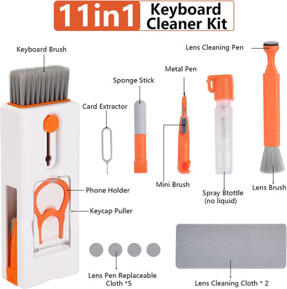 Kit multifunctional 11 in 1 de curatare produse electronice, pentru tastatura, laptop, camera, telefoane mobile, airpods, gadgeturi
