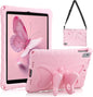 Husa pentru iPad a 9-a/a 8-a/a 7-a generatie, 10,2 inch, 2021/2020/2019, pentru copii , roz, rezistenta la socuri, cu suport tip fluture si curea de umar