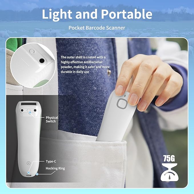 Cititor cipuri animale Bluetooth portabil, suporta tehnologie ISO 11784/11785, FDX-B, RFID EMID, 134.2kHz/125kHz, reincarcabil cu acumulator 1200 mAh, scanner RFID pentru caini, pisici si crotalii ureche