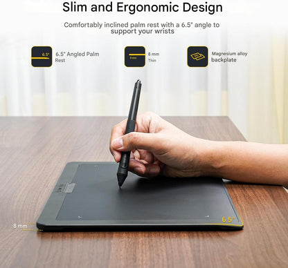 Tableta grafica profesionala Wireless 12 x 9 inch, telecomanda cu 40 functii programabile, 2 stilouri, 8192 niveluri presiune, inclinare 60 grade, manusa desen, geanta transport, rezerve, husa stilouri, dongle, cablu, pentru Windows/ARM, Mac, Linux