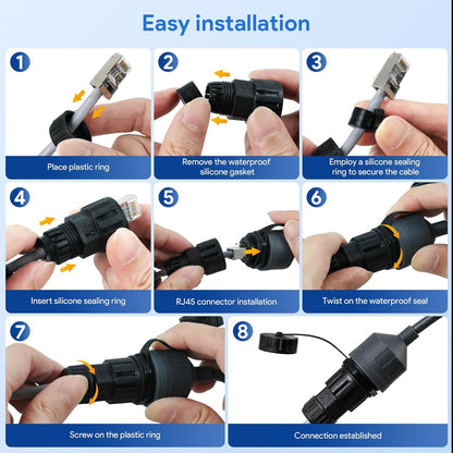 Adaptor Ethernet XLTTYWL pentru Starlink Gen 3 / Mini, RJ45, cuplaj extensie si reparatie, IP67 impermeabil, compatibil Starlink V3 Dishy, conectori lipire, pentru exterior si interior