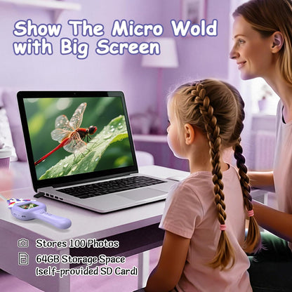 Camera endoscopica pentru copii 1080P cu ecran de 2.4 inch, LED reglabil, IP67 impermeabila, cablu flexibil 1m, zoom 3X, USB-C, jucarie STEM educativa pentru explorare natura, violet