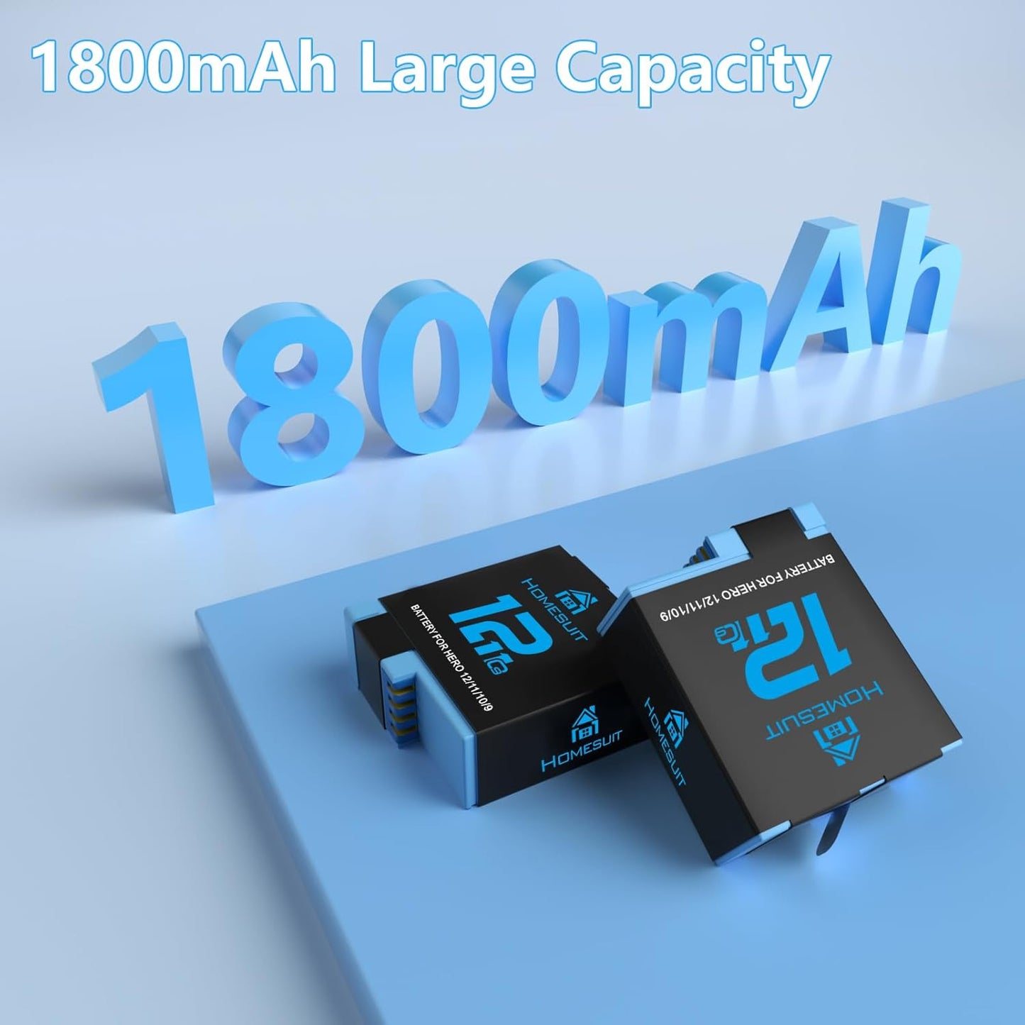 Set 2 acumulatori 1800 mAh si incarcator cu 3 canale, pentru Gopro Hero 12 Black, Hero 11 Black, Hero 10 Black, Hero 9 Black