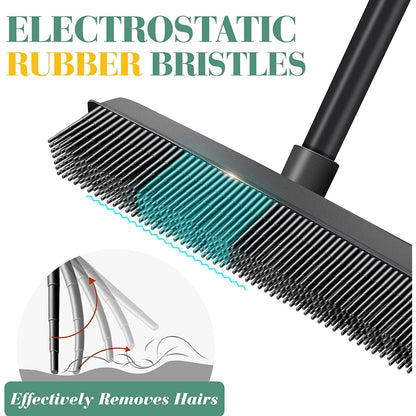 Matura cu racleta pentru par animale, peri din cauciuc electrostatic, 34 cm latime, cu maner telescopic, perie de mana inclusa, indepartarea parului de pisici, caini, utilizare interior si exterior