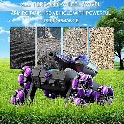 Masina cu telecomanda 2.4GHz 6WD All-Terrain, cu rotatie 360°, lumini LED, muzica si tractiune pe sase roti