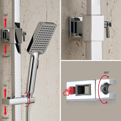Coloana de dus, sistem cu termostat, model aparent, inaltime reglabila, cap dus tip ploaie 30 x 20 cm, 2 functii, cromat
