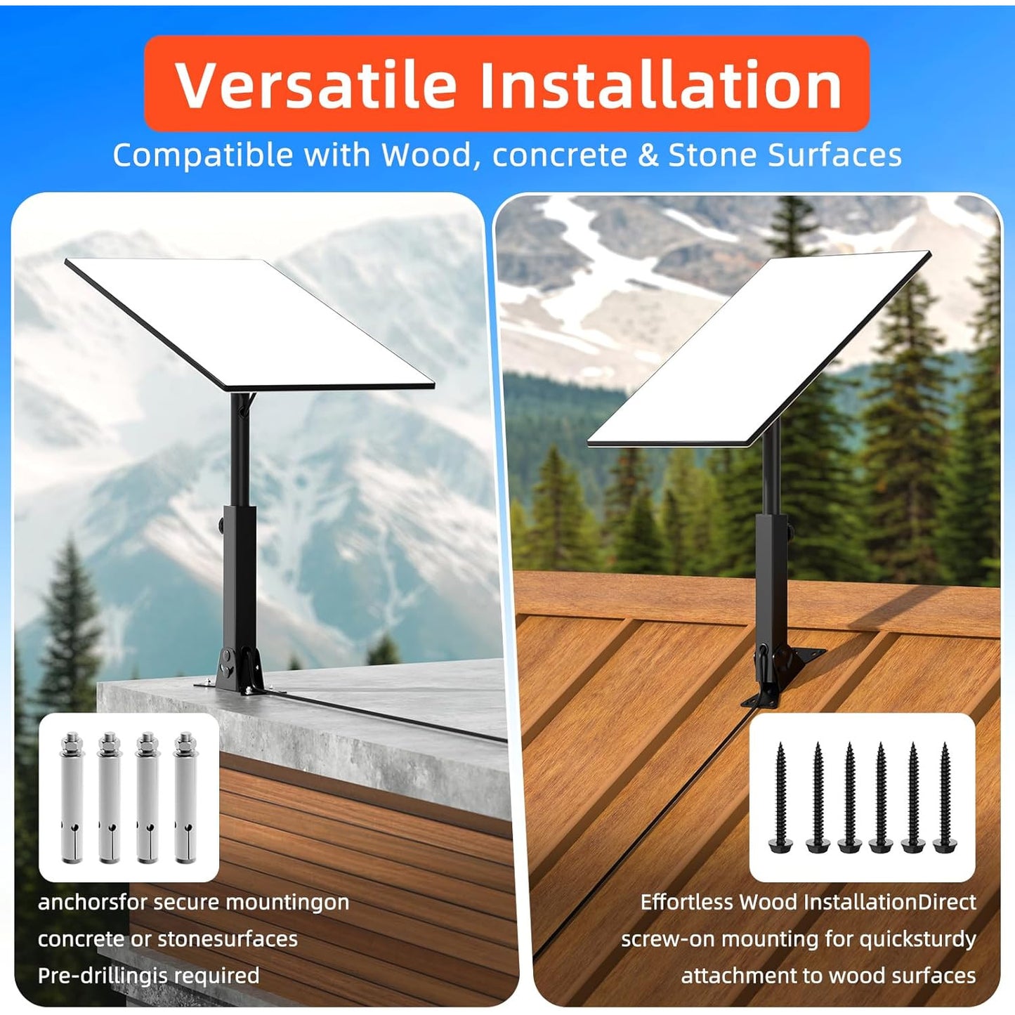 Suport pentru antena Starlink Gen 3, reglabil pe inaltime si unghi 90-180°, accesorii de fixare, montare pe acoperis, stabil si durabil, din metal anti-coroziune, negru