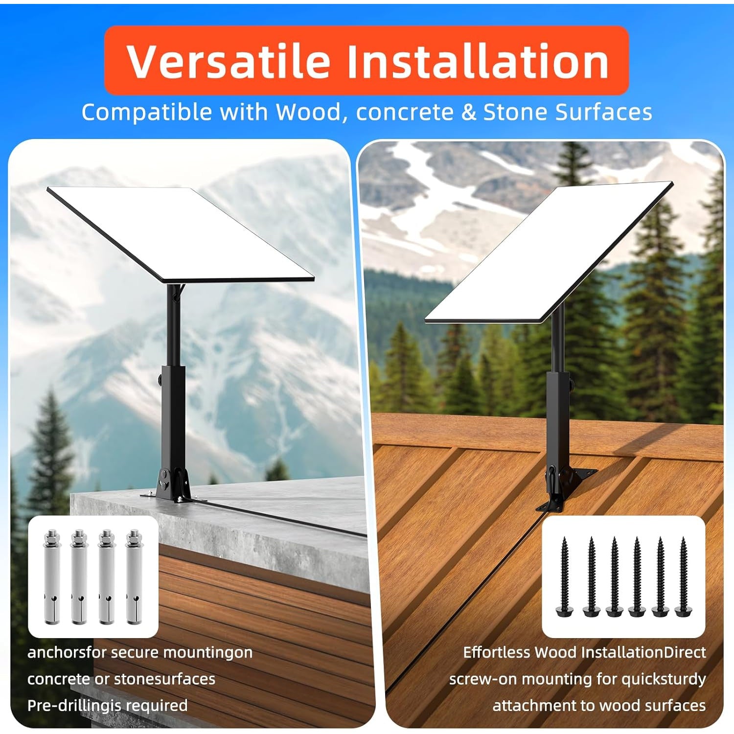 Suport pentru antena Starlink Gen 3, reglabil pe inaltime si unghi 90-180°, accesorii de fixare, montare pe acoperis, stabil si durabil, din metal anti-coroziune, negru