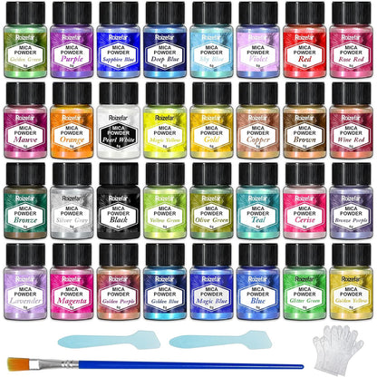 Set pigmenti pudra cu 32 culori metalice 5 g, colorant pulbere metalizata, aditiv multifunctional pentru vopsea, rasina epoxidica, lumanari, slime, sapun