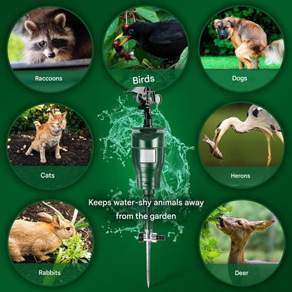 Repelent aparat cu baterii pentru animale cu jet de apa, anti pasari, caini, pisici, animale salbatice, raza de actiune reglabila pana la 10 m, dispozitiv de indepartare a animalelor pentru protejarea straturilor de apa sau iazul si gradina
