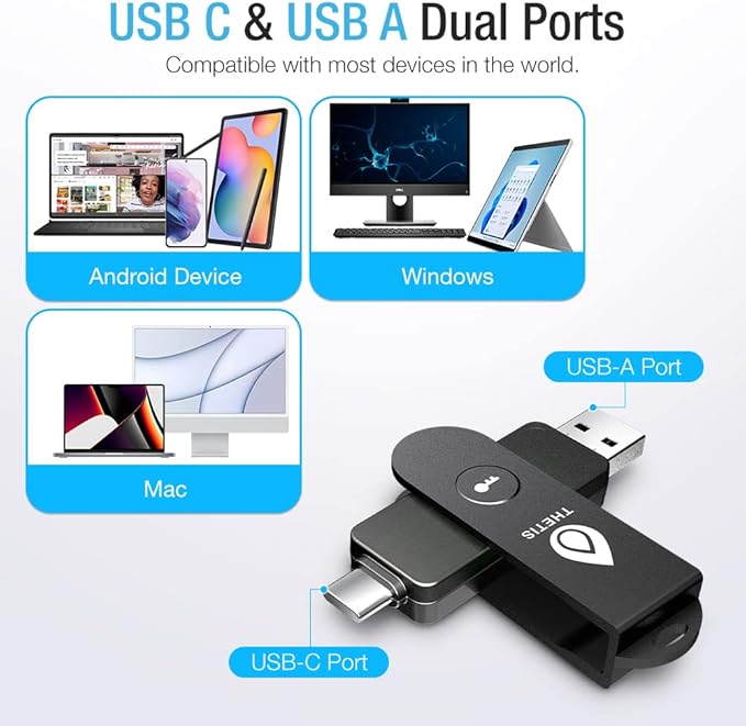 Dispozitiv criptografic securizat USB-A/USB-C, autentificare in doi factori, cheie de securitate NFC FIDO 2.0, pentru protectie multifactor (HOTP), pentru tableta/smartphone Android si dispozitive Windows/MacOS/Linux