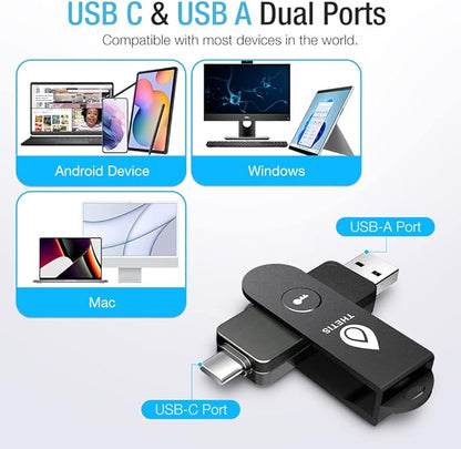 Dispozitiv criptografic securizat USB-A/USB-C, autentificare in doi factori, cheie de securitate NFC FIDO 2.0, pentru protectie multifactor (HOTP), pentru tableta/smartphone Android si dispozitive Windows/MacOS/Linux