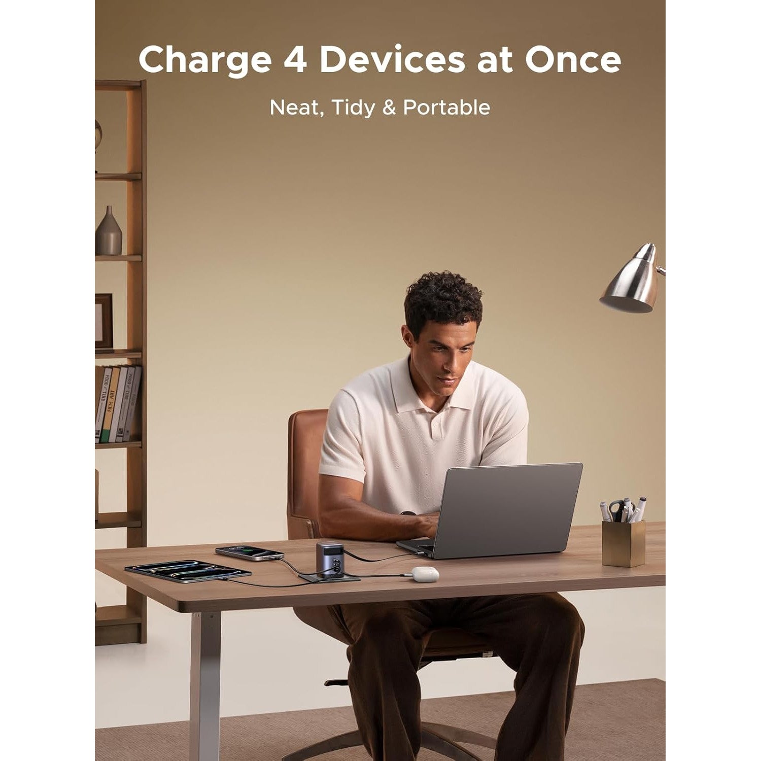 Incarcator retea 100 W PD GaN, cu cablu de incarcare USB-C retractabil, cu 2 porturi USB-C si 1 port USB-A, suporta fast-charge PD/QC/PPS, pentru laptop, tableta, smartphone