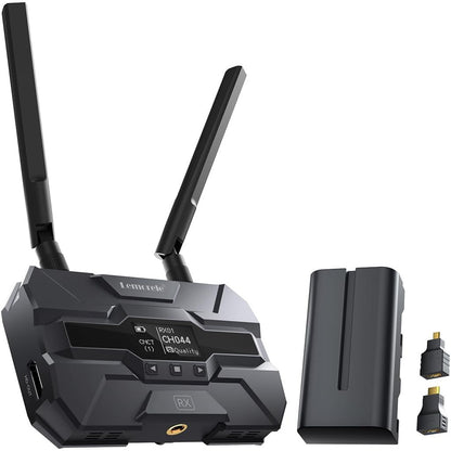 Receptor HDMI Wireless, pentru Extender HDMI Wireless 5G R200, accepta pana la 4 receptoare RX pentru 1 emitator TX, cu acumulator 4400 mAh, cu adaptor Micro HDMI si adaptor Mini HDMI, negru