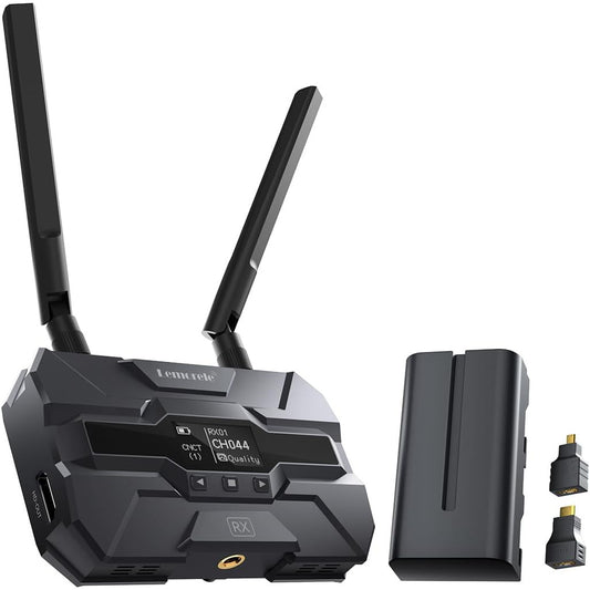 Receptor HDMI Wireless, pentru Extender HDMI Wireless 5G R200, accepta pana la 4 receptoare RX pentru 1 emitator TX, cu acumulator 4400 mAh, cu adaptor Micro HDMI si adaptor Mini HDMI, negru