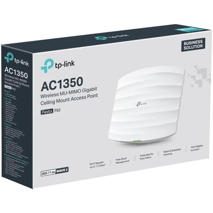 Access Point TP-Link Festa F52 AC1350, WiFi 5 Dual Band, administrare cloud, PoE, port Gigabit, retea guest, VPN, VLAN, mesh, roaming, adaptor PoE inclus