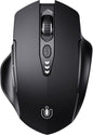 Mouse wireless cu Bluetooth 5.0/4.0 si 2.4 GHz, DPI reglabil pe 4 niveluri, indicator nivel baterie, design ergonomic, pentru laptop si PC, negru