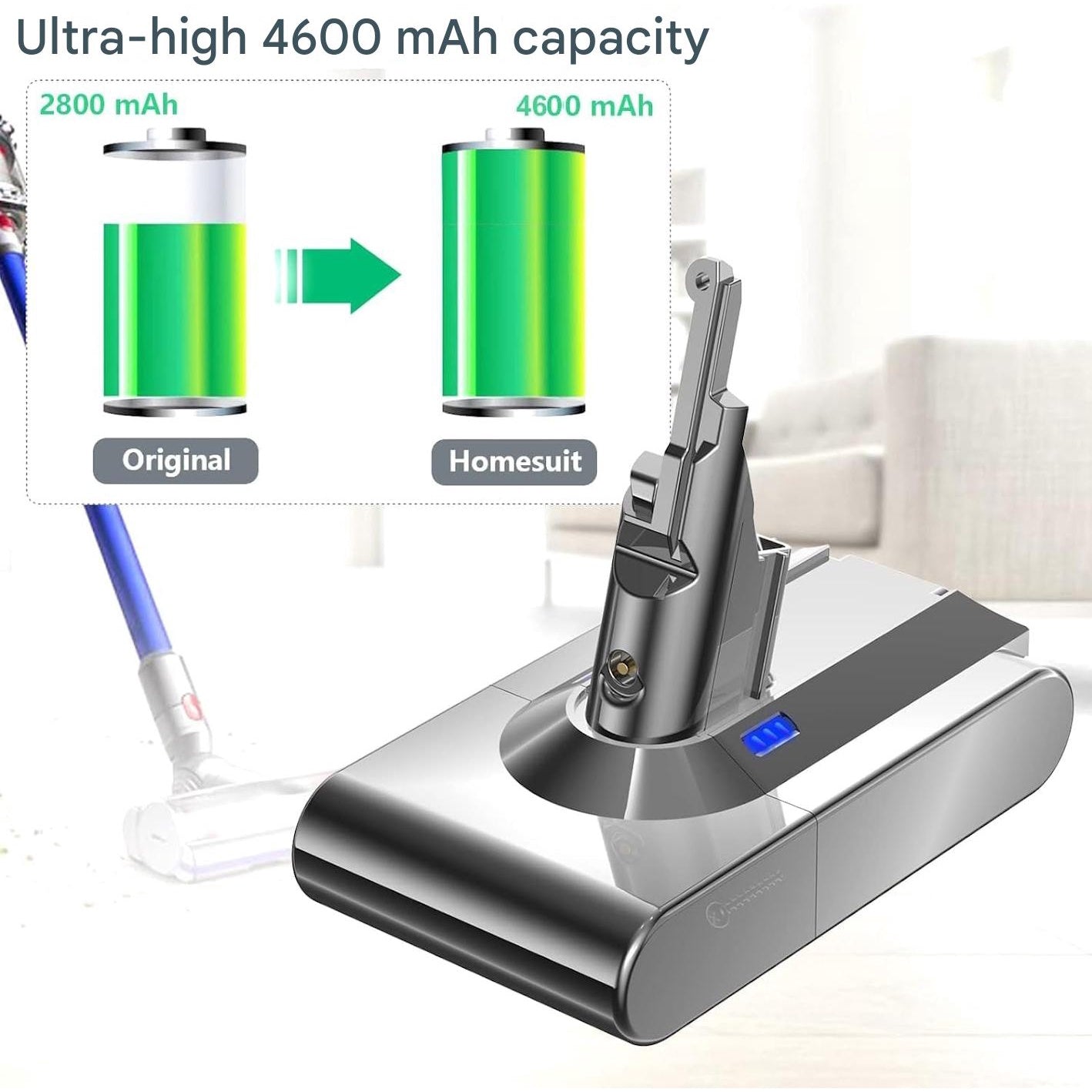 Acumulator 4600 mAh pentru Dyson V8, baterie 21, 6 V compatibila cu Dyson V8 Animal, V8 Absolute, V8 Motorhead SV10, cu filtru inclus