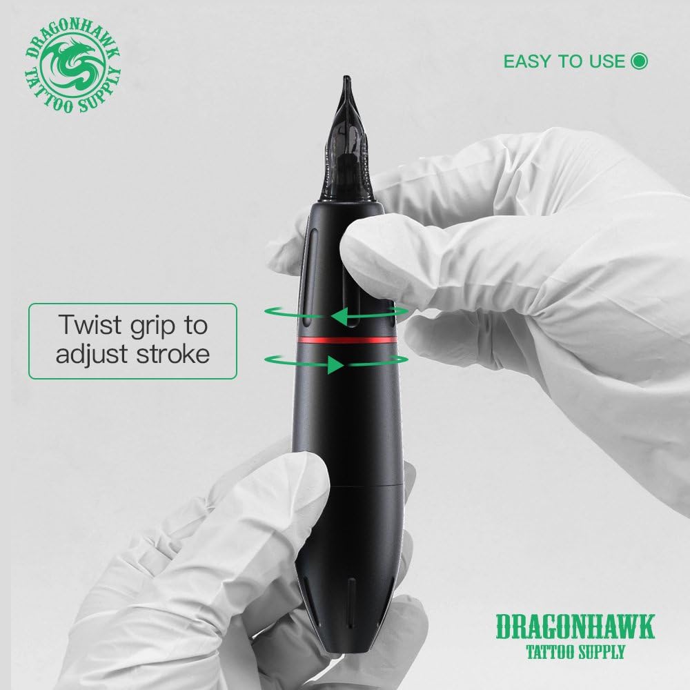 Masina de tatuat rotativa Dragonhawk Mast Pen Space, aluminiu, motor japonez, cursa reglabila 2.8–3.5 mm, ergonomica, compatibila cartuse, 6–9V, model WQ102-2