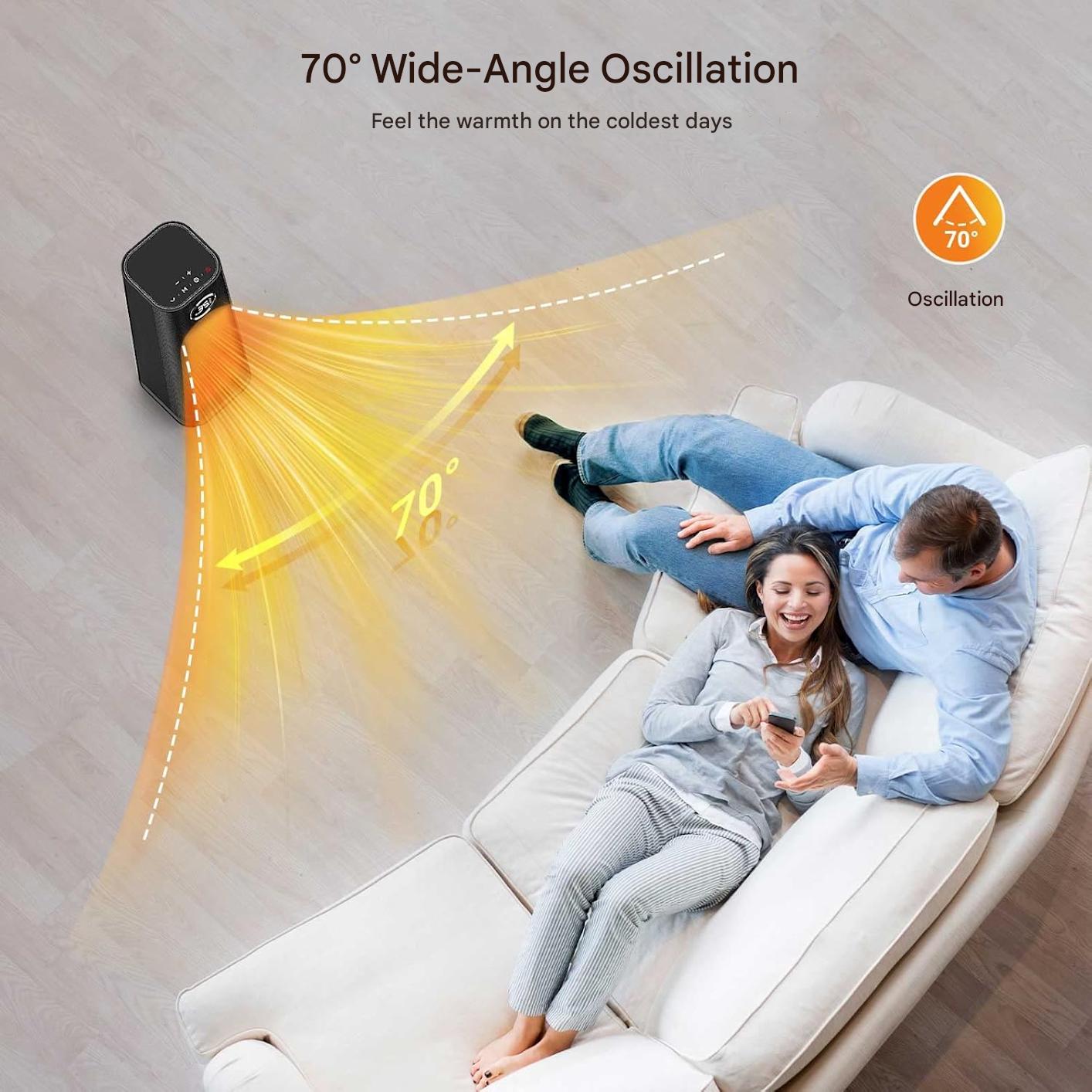 Aeroterma ceramica 2000W – Cu telecomanda, termostat si temporizator, protectie supraincalzire, oscilatie 70°, A++