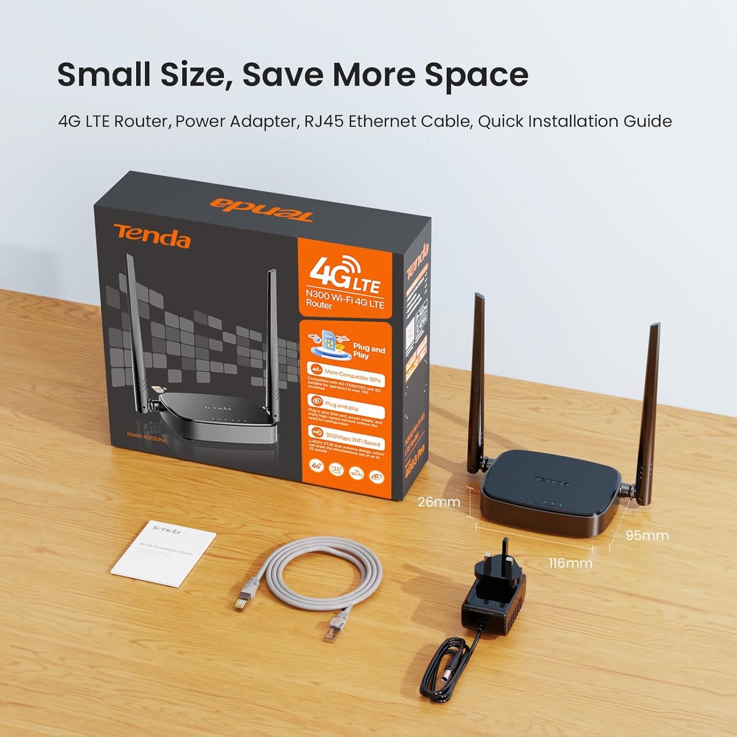 Router Wireless cu cartela SIM, 4G LTE, 300 Mbps 2, 4 GHz, 2 antene DBI, cu port WAN/LAN, mod router WAN/router 4G, Plug & Play, multifunctional