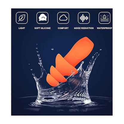 Set 40 dopuri de urechi din silicon, cu fir de 60 cm, pentru dormit, reutilizabile, anti-pierdere, pentru anularea zgomotului si protectia auzului
