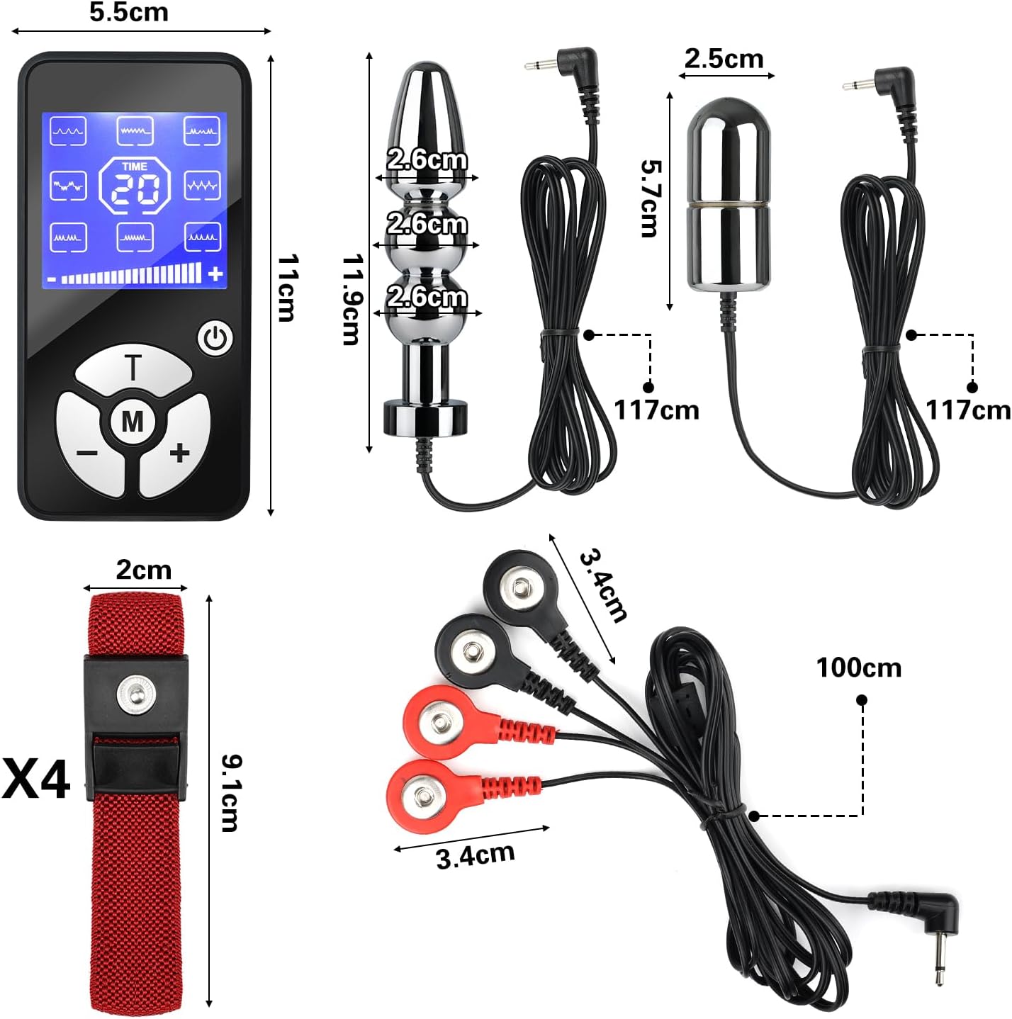 Set 2 dop anal si 4 inele penis cu electrostimulare, butt plug cu telecomanda, 8 moduri si 20 de intensitati, jucarii sexuale pentru barbati si femei