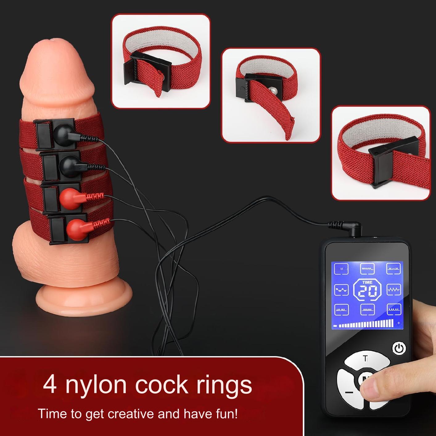 Set 2 dop anal si 4 inele penis cu electrostimulare, butt plug cu telecomanda, 8 moduri si 20 de intensitati, jucarii sexuale pentru barbati si femei