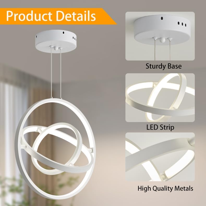 Lustra suspendata, lampa LED cu lungime reglabila si modificare forma, iluminare 360°, CRI 80+, pentru living, dormitor, bucatarie, hol