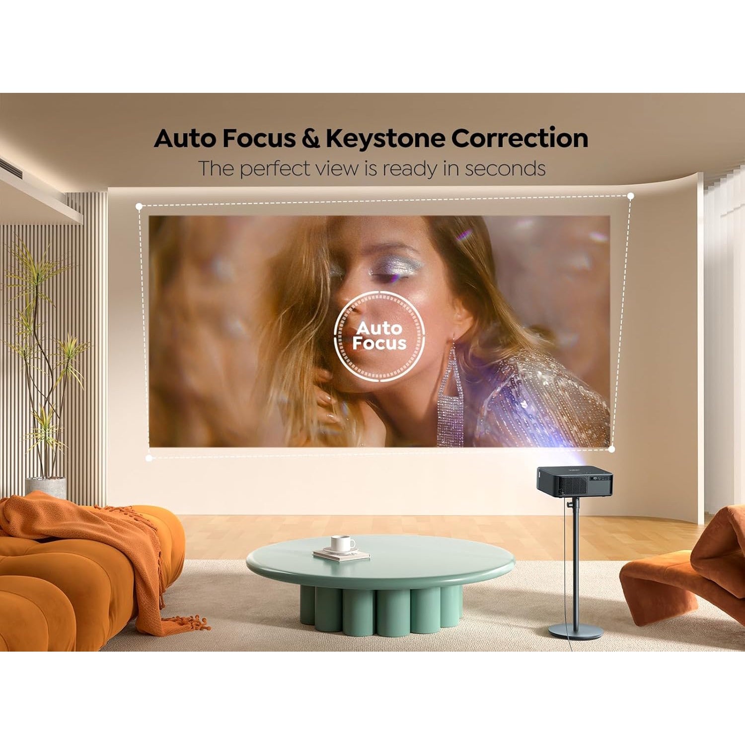 Videoproiector smart cu Android TV 11.0, WiFi 6, Bluetooth, 1000 ANSI, Dolby Audio, difuzoare JBL, 1080P Full HD, autofocus, corectie keystone automata 6D, compatibil Alexa si Screencast NFC, 17.000 lumeni