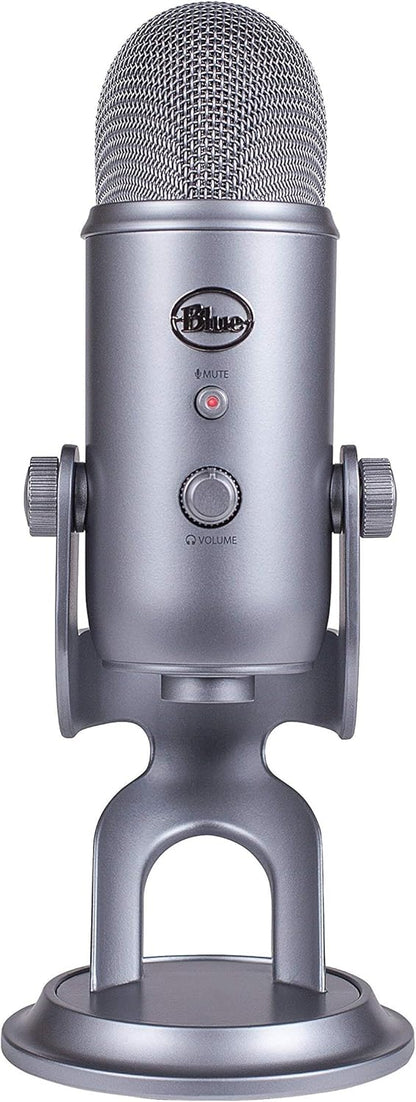 Microfon Profesional Blue Yeti USB, PC & Mac, Gaming, Podcast, Streaming, Recording, Multi-Pattern, Silver