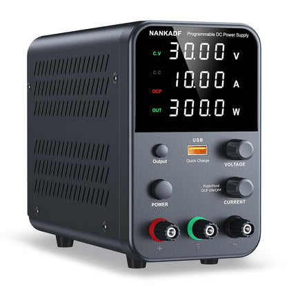Sursa de alimentare de laborator 0-30 V, 0-10 A, 300 W, cu display LED, ventilator de racire, functie protectie supracurent (OCP), cu port USB 15W, stabilizare voltaj si curent, CV/CC