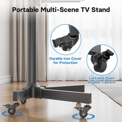 Suport TV BONTEC cu roti pentru ecrane Plasma/LCD/LED de 23-55 inch, pana la 40 kg, suport rulant reglabil pe inaltime si functie de inclinare cu raft pentru laptop, MAX VESA 400x400