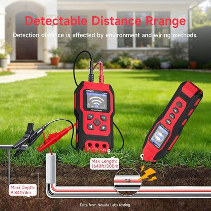 Detector profesional cabluri si circuite NOYAFA NF-8301, cu multimetru digital integrat, functie NCV fara contact 400V, 8 niveluri sensibilitate reglabila, localizare cabluri subterane si in perete, indicator semnal, lanterna LED, kit complet, rosu