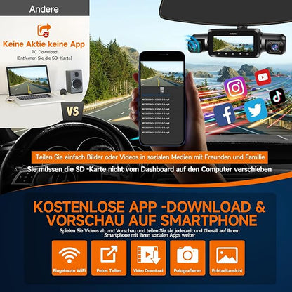 Camera auto cu 4 canale, GPS WiFi, ecran IPS de 3, 18 inch, 4K+1080P / 2K+2x1080P / 4x1080P, card SD 64 GB, Senzor G, WDR, Bucla video, Night Vision, control vocal, monitorizare parcare, viziune in interior fata si spate
