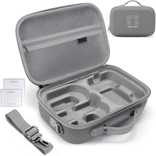 Husa de protectie pentru drona DJI Neo si controler RC-N3, geanta de transport impermeabila, portabila 29 x 20 cm, rezistenta la socuri, cu maner anti-alunecare si curea de umar, gri