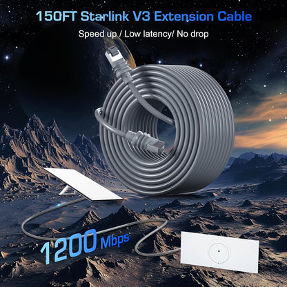 Cablu de retea Starlink Gen 3, 30 metri, cablu Ethernet RJ45 impermeabil, compatibil Starlink Standard Actuated Gen 3 si Satellite V3, cablu de inlocuire sau prelungitor pentru instalari exterioare si interioare, transmisie stabila de date
