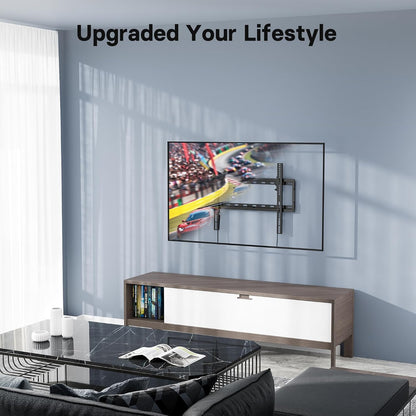 Suport TV perete, universal, diagonala 37 - 80 inch, max 55 kg, inclinabil 10° jos, VESA max 600 x 400, distanta perete 32 mm, nivela, cablu HDMI de 1, 8 m, ancore perete, pentru televizoare plate sau curbate