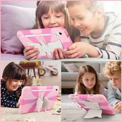 Husa compatibila cu iPad 10,9" generatia 11/10, 2025/2022, robusta, rezistenta la socuri, cu suport unicorn, curea de umar, suport pentru pix, roz
