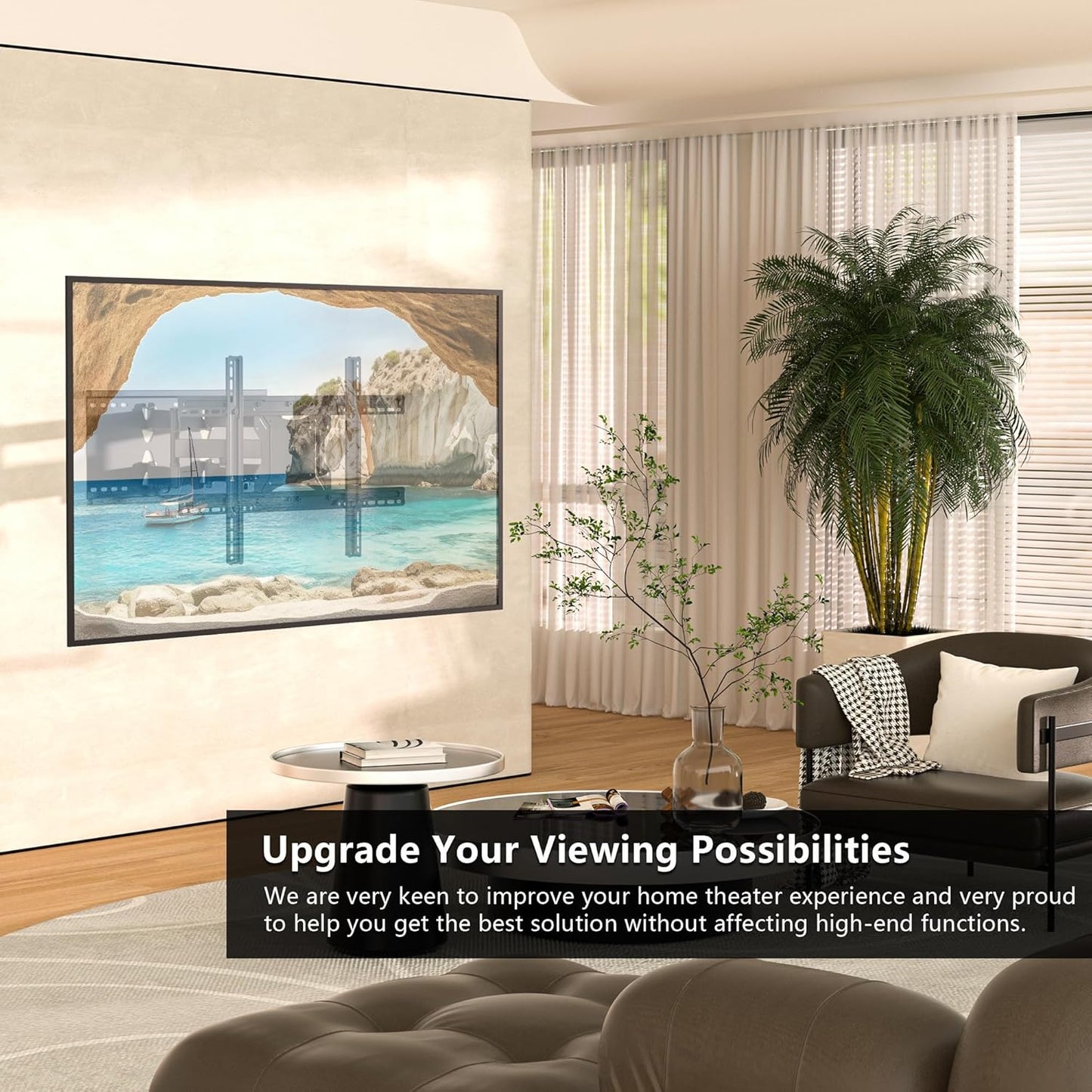 Suport TV perete, universal, diagonala 37 - 80 inch, max 65 kg, VESA 100 x 100 - 600 x 400, brat dublu, extindere si retragere 60-360mm, inclinare 5° sus si 15° jos, nivela, cablu HDMI de 1,8 m, ancore perete, pentru televizoare plate sau curbate