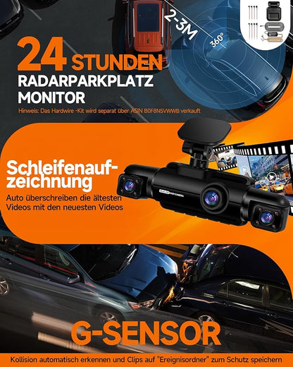 Camera auto cu 4 canale, GPS WiFi, ecran IPS de 3, 18 inch, 4K+1080P / 2K+2x1080P / 4x1080P, card SD 64 GB, Senzor G, WDR, Bucla video, Night Vision, control vocal, monitorizare parcare, viziune in interior fata si spate