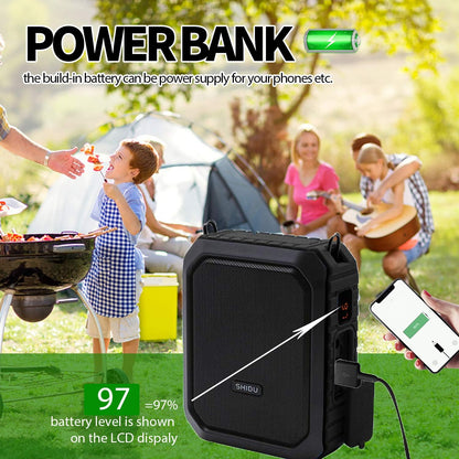 Amplificator vocal wireless SHIDU 18W, sistem PA portabil IPX5, Bluetooth 4.2, microfon UHF si casti reincarcabile, difuzor portabil pentru scoli, ghiduri turistice sau evenimente outdoor