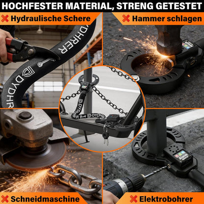 Lacat antifurt pentru bicicleta si trotineta electrica cu alarma 110 dB, lant otel calit 8 mm, lungime 90 cm, protectie anti-taiere, cu husa transport, sistem securitate cu cheie, negru