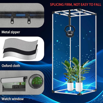 Kit sistem hidroponic, cort de crestere 60 x 60 x 140 cm, ventilator tubular 100 mm, lampa LED EVO 100 W, filtru de carbon, ventilator clips 150 mm, furtun evacuare, 4 buzunare de crestere, raft de colt, cu controler central integrat