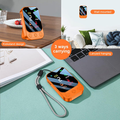 Detector portabil de CO – monoxid de carbon cu afisaj temperatura si umiditate, portabil pentru calatorii si camping, portocaliu